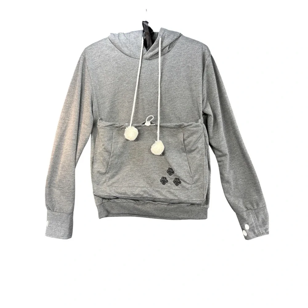 Dog Carrier Hoodie Womens M Pet Pouch Removable Insert Hood Ears Thumbholes